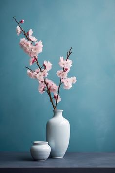 Elegant minimalism Flowers Cherry Blossom, Thai Spa, Background Instagram, Wallpaper Aesthetics, Elegant Minimalism, Chinese Aesthetic, Still Life Flowers, Muted Blue, Pink Petals