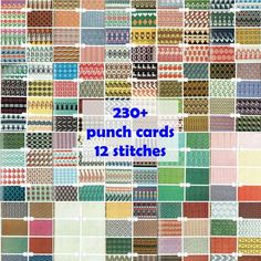 an image of a bunch of punch cards that have different colors and patterns on them