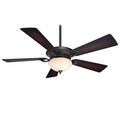 a ceiling fan with two light bulbs on it and a dark brown finish to the blades