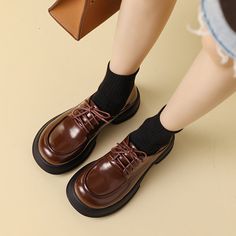 Women Round Toe Lace Up Patent Leather Chunky Derby Shoes in Brown/Black Brown Brogues, Brown Oxford Shoes, Brown Derby, Oxford Boots, Buckle Ankle Boots, Chunky Shoes, Unique Beauty, Western Cowboy Boots, Derby Shoes