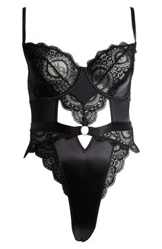 Night Sleepwear With Lace Trim And Underwire, Luxury Sheer Intimates With Spaghetti Straps, Luxury Stretch Intimates With Lace Trim, Satin Teddy, Lace Sleepwear With Built-in Underwire Bra, Teddy Lingerie, Pretty Lingerie, Bra And Panty Sets, Sheer Lace