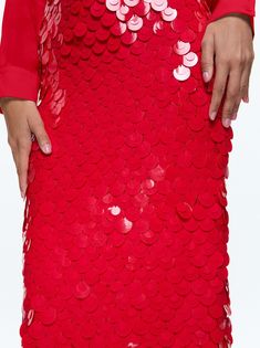 Fifi Embellished Midi Skirt In Bright Ruby | Alice + Olivia Party Season Midi-length Skirt, Embellished Midi Skirt, Alice Olivia, Midi Skirt, Ruby, Skirt