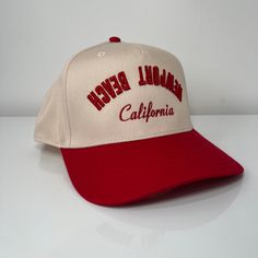 Firm Front Hat  5 Panel Hat Plastic Adjustable Snap Back  Adjustable back  Embroidered hat. Red and natural hat color. Perfect for: Fourth of July Independence Day Coachella  Stagecoach  Summer hat  Boat hat Trendy hat Patchy hat Western hat Cowgirl hat Concert outfit Rodeo  Western fashion  Western style Boat Hat, Newport Beach California, 5 Panel Hat, Trendy Hat, Western Cowgirls, California Beach, Beach Hat, Western Hats, Cowgirl Hats