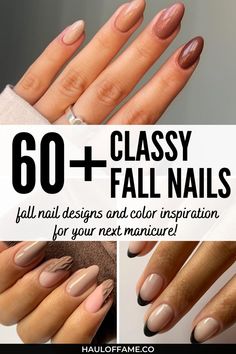 Fall has fallen and we've gathered designs of 60+ stunning fall nails for you to use as inspiration for your next manicure or even have a go at yourself from home! Whether you should to go for fall nails acrylic, or short fall nails, these fall nail ideas will suit all nail shapes perfectly. We've made sure to include a variety of fall nails designs including simple and glam aesthetic and even a few halloween nails too as well as keeping up with the latest fall nails color trends in 2022. Enjoy! November Nail Designs, Classy Nail, Simple Fall Nails, September Nails, November Nails, Nail Color Trends, Fall Manicure, Classy Nail Designs, Fall Nail Trends