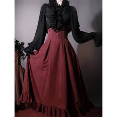 A high-waisted classic skirt, vest, and cavalier blouse that gives you the feel of an elegant British lady. The back of the skirt is decorated with lace-up, and the flowing silhouette gives an impression of elegance and elegance. The high-necked blouse has a decorated chest ornament, giving it a noble feel. An eternal style that shines through time. 
 
 Item 
 
 Skirt (*with headband of the same color) 
 Best 
 Blouse (*with chest decoration) 
 
 
 
 Size 
 
 Skirt 
 
 S size 
 
 Total length: 86cm 
 
 Waist: 64-72cm 
 
 M size 
 
 Total length: 87cm 
 
 Waist: 70-78cm 
 
 L size 
 
 Total length: 88cm 
 
 Waist: 76-84cm 
 
 XL size 
 
 Total length: 89cm 
 
 Waist: 82-90cm 
 
 XXL size 
 
 Total length: 90cm 
 
 Waist: 88-96cm 
 
 
 Best 
 
 S size 
 
 Length: 52cm 
 Bust: 86cm 
 Waist: 7 British Lady, Classic Skirts, High Neck Blouse, Blouse And Skirt, Lace Up, Vogue, Sleeve Length, High Waisted, Lace