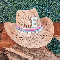 This cowboy hat is made to take to a rodeo, festival, a trip with your besties to Nashville,  you name it you can take it!   Make it you own with your own chenille initial or choose any other style of chenille patches we carry.   This hat comes in one size and it does for almost EVERYONE Pick your favorite stack from the pictures.  Want a color theme and do not see it? Please reach out to me and I will be happy to help. This hat is made of 100% paper straw  this hat is NOT made to get wet. Its o Cowgirl Hats With Beads, Cowboy Hat Beads, Straw Cowgirl Hats Beach, Summer Cowgirl Hat, Cowboy Hat With Beads, Coastal Cowgirl Hat Beads, Custom Straw Hats, Coastal Cowgirl Hat Diy, Southern Style Summer Hats For Western-themed Events