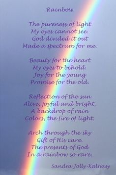 a rainbow is shown with the poem written below it