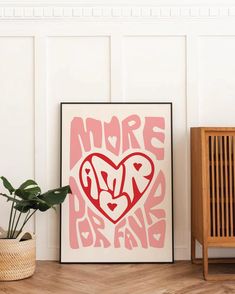 "more amor por favor" means more love please in spanish, this phrase can mean many things but no doubt fills a space with joy and love. this piece is perfect for a cozy lounge, an office or bedroom looking to brighten up.  - completely digitally designed and handmade work.  - high quality print pdf file, simply download and print.  - print in A5, A4 or A3 - vibrance and design that captures and shares the essence of love and warmth in a space. Endless Love Poster, I Love You In French Poster, Aesthetic Poster Wall, Pink And Red Art Prints, More Amor Por Favor, Playful Pink Text Print T-shirt, Je T'aime Wall Art, Couples Wall Art, Cozy Lounge