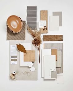 an assortment of different materials on a white surface