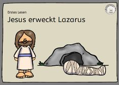 jesus enwect lazarrus is standing in front of a rock