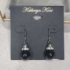 New With Tags Katheryn Kent Earrings For Pierced Ears Small Black Round Bead Drop Earrings, Silver Top Bead With Clear Rhinestone Details. Perfect For The Upcoming Holidays Bundle With Other Items To Save On Shipping Offers Welcome Elegant Metal Beaded Earrings With Round Beads, Elegant Round Beaded Metal Earrings, Adjustable Silver Earrings For Evening, Silver Earrings With Black Beads For Party, Elegant Silver Beaded Earrings With Black Beads, Elegant Black Bead Earrings, Elegant Beaded Metal Crystal Earrings, Black Beaded Sterling Silver Earrings, Black Metal Earrings With Round Beads