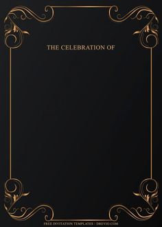 a black and gold frame with the words celebration of written in golden lettering on it