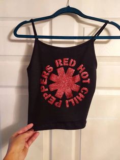 Red Hot Chili Peppers Shirt, Hottest Chili Pepper, Red Hot Chili Peppers, Chili Peppers, Hot Chili, Glitter Vinyl, Red Glitter, Red Hot, Crop Tank