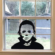 FlyWallD Halloween Holiday Decals Michael Myers Horror Living Room Sticker Funny Door Window Mirror Vinyl Art Décor Horror Living Room, Halloween Window Clings, Mirror Vinyl, Horror Decor, Halloween Window, Spooky Gifts, Room Stickers, Rob Zombie, Sticker Funny