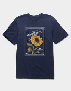 With Its Stamp-Like Design, This Tee Pays Homage To The Art Of Exploration And The Timeless Joy Of The Vibrant Sunflowers. 100% Preshrunk Ring Spun Cotton. This Item Is Unisex Fit And Sizing. This Item Is Made To Order And May Take A Few Extra Days To Process. | Sunflower Celestial Stamp Distressed Unisex Tee Sunflower Clothes, Sunflower Clothing, Riverside Cottage, Christian Graphic Tees, Sticker Inspo, Vintage Graphic Tees, Graphic Tee Style, Sunflower Shirt, Graphic Tees Vintage