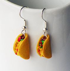 Taco Earrings, Quirky Jewelry, Cute Polymer Clay