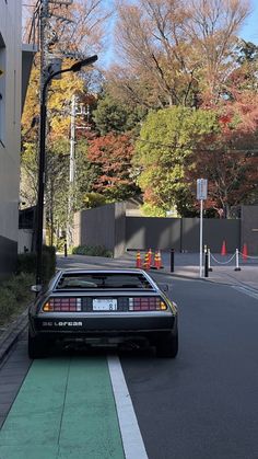 a car is parked on the side of the road