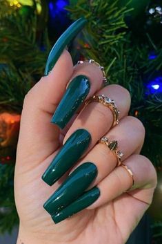 Green Acrylic Nails, Dark Green Nails, Fall Acrylic Nails, Long Acrylic Nails Coffin, Coffin Nails Long, Apple Logo, Fire Nails, Coffin Nails Designs