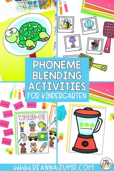 phone blending activities for kids to use in the classroom with pictures and words on them