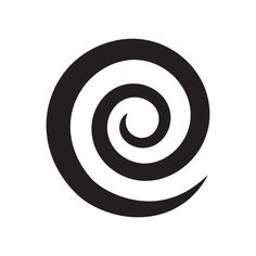 an abstract black and white logo with spirals in the center on a white background