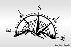 a compass with mountains and trees on it, as well as the word sewo