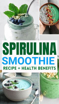 the cover of spirulana smoothie recipe and health benefits, including blueberries