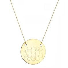 Engraved 5/8" Monogram necklace - personalize gold monogram necklace 18k yellow gold plated 925 silv Classic Monogram Initial Necklace In Yellow Gold, Classic Yellow Gold Monogram Initial Necklace, Elegant Monogram Nameplate Necklace, Elegant Monogram Medallion Necklace, Classic Round Initial Necklace For Personalized Gift, Monogram Medallion Necklace For Anniversary, Classic Yellow Gold Monogram Necklace, Elegant Nameplate Monogram Necklace, Elegant Personalized Tan Initial Necklace