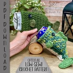 Fish can cooler Stuffy Pattern, Crochet Stuffy, Beer Cozy, Drink Cozies, Cozy Pattern, Crochet Fish, Beginner Crochet Tutorial, Bass Fish, I Love This Yarn