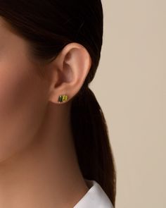 Pops of dark green hues will make any wardrobe simply exciting. Handcrafted from 14K gold, these stud earrings are set with vibrant emerald-cut gemstones. Details 14k yellow gold 6x4mm emerald-cut peridot and green envy topaz gemstones Ref: PE726D Peridot Green, Green Hues, Green Ombre, Topaz Gemstone, Color Swatches, Emerald Cut, Dark Green, Topaz, Emerald