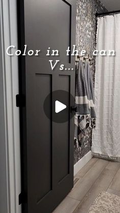 an open door with the words color in the same room on it and a white curtain