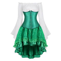 This Dress is fashionable for every occasion. the dress is made-to-order by professional tailors. You can choose from 50 colors, Regular sizes 2 to 16 and plus sizes 14w to 26W. Custom size is also available.. The product details: Application: cosplay, Color: Green corset dress,Brown corset dress,Black corset dress, Cosplay costume: Pirate dress for women, Decoration: None, Feature: Lace up back corset,long sleeve blouse,Hight low skirt, Gender: Women, Item Type: Bustiers & Corsets, Material: Sp Corset Dress Long Sleeve, Shoulder Off Dress, Corset Dress Long, Victorian Corset Dress, Green Corset Dress, Steampunk Dresses, Corset Plus Size, Costume Pirate, Pirate Dress