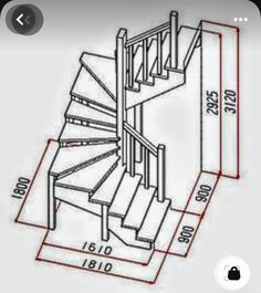 a drawing of a stair case with measurements