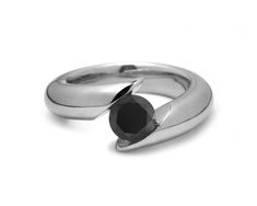 1ct Black Onyx Bypass Tension Set Ring in Stainless Steel | Taormina Jewelry Bypass Engagement Ring, Tension Ring, Tension Setting, Rubber Bracelets, Bypass Ring, Set Ring, Mens Pendant, Steel Jewelry, Stainless Steel Jewelry