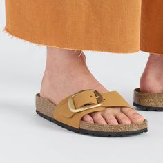 Madrid Big Buckle Nubuck Leather Burnt Orange | BIRKENSTOCK Gold Open Toe Slides With Buckle Closure, Gold Leather Sandals With Tang Buckle, Gold Sandals With Buckle And Single Toe Strap, Classic Footbed Sandals With Tang Buckle And Round Toe, Classic Gold Sandals With Buckle Closure, Spring Gold Footbed Sandals With Buckle Closure, Spring Toe Loop Sandals With Tang Buckle, Chic Double Strap Footbed Sandals With Buckle, Spring Slides With Buckle Closure And Single Toe Strap