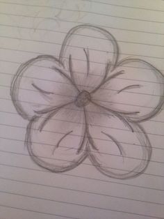 a drawing of a flower on lined paper