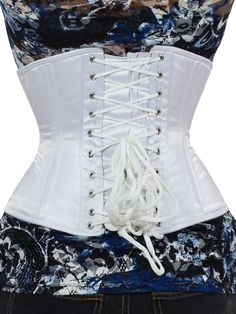 (http://www.orchardcorset.com/corsets/steel-boned-underbust-corset-in-satin-cs-411/) White Satin Fabric, Compression Wear, Suspender Clips, Corset Shapewear, Jane Clothing, Lace Tights, Overbust Corset, Lace Bustier, Underbust Corset