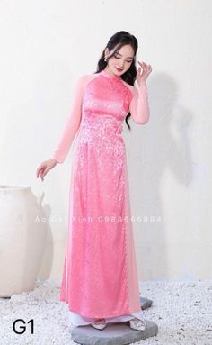 Very well done sewing, good material Traditional Fitted Peach Dress, Traditional Fitted Pink Ao Dai, Traditional Pink Ao Dai For Wedding, Pink Long Ao Dai For Wedding, Spring Festive Peach Dress, Long Pink Ao Dai For Wedding, Traditional Pink Ao Dai For Spring, Festive Full-length Pink Dress, Pink Full-length Festive Dress