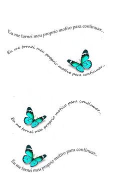 two blue butterflies flying next to each other on a white background with words written below