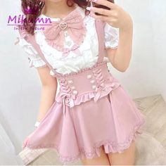 Mikumn Gothic Lolita Retro Bow Pearl Buckle Ruffles Suspender Skirts Y2k Japanese Girls Sweet Kawaii Lace A-Line Mini Skirts - AliExpress 200000345 Skirt Y2k, Elegant Party Dresses, Kawaii Dress, Suspender Skirt, Style Japonais, A Line Mini Skirt, Suspender Dress, Girls Sweet, Plaid Fashion