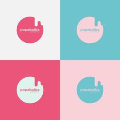 four different logos with the word popholics on them in pink, blue and green