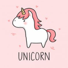 a unicorn with a pink mane on it's head and the words unicorn written in black