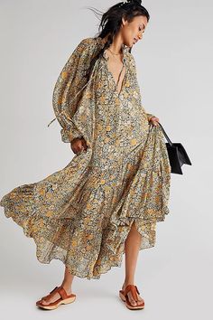 Feeling Groovy Maxi Dress | Free People Maxi Dress With Booties, Flowy Floral Maxi Dress, Groovy Dress, Feeling Groovy, Free People Maxi, Free People Maxi Dress, Bohemian Maxi Dress, Floral Print Maxi Dress, Floral Print Maxi