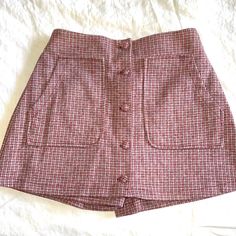 Zara Burgundy Plaid Skort Size 9 Zara Skort, Plaid Skort, Blue Skort, Denim Skort, Wrap Skort, Black And White Shorts, Zara Baby, Zara New, Zara Girl