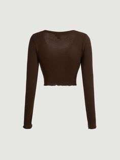 Cheap Fitted Blouse From H&m, Cheap Button-up Blouse From H&m, Aesthetic Ropa, Swag Fits, Ribbed Tee, Brown Blouse, Brown Long Sleeve, Half Sleeve Tops, Espresso Brown