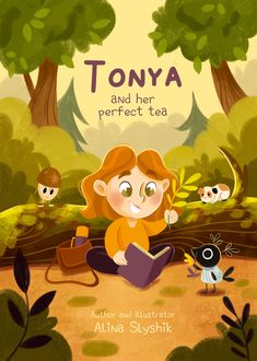 an illustrated book cover for tonya and her perfect tea