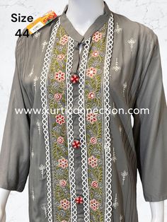 Soft cotton kurtis Embroidered front panel made in India sizes are given by Bust measurement (inches) Cotton Kurtis, Rayon Kurti, Womens Clothing Tops, Bathing Beauties, Tops & Tees, T-shirt, India, Purses And Bags, Music Clothes