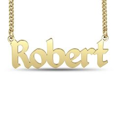 This men's necklace can be Personalized with the single name you select, up to 8 characters maximum, and sculpted in a block font. The design is centered along a 20.0-inch curb chain that secures with a spring-ring clasp. Classic Personalized Name Necklace, Classic Nameplate Necklaces, Classic Engraved Nameplate Necklace, Classic Nameplate Necklace, Classic Formal Name Necklace With Custom Name, Classic Engraved Name Necklace For Formal Occasion, Classic Personalized Name Necklace For Formal Occasions, Classic Formal Custom Name Necklace, Classic Personalized Pendant Name Necklace