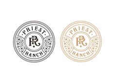 two logos for friest ranch, which are gold and white