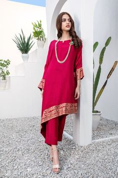 SKU: 1607 Price for Shirt and Pants An elegant straight shirt with hand gold block print. Silk fabric used. The ensemble is classic and can be worn for any occasion. Shirt length 42. Model is wearing S Desi Clothes Wedding, Printed Kurti Designs, Silk Kurti Designs, Stylish Kurtis Design, Simple Kurta Designs, Cotton Kurti Designs, Desi Clothes, Dress Design Patterns, Trendy Dress Outfits