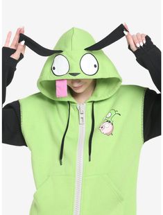 Invader Zim GIR Cosplay Girls Hoodie Cosplay Hooded Fleece Sweatshirt, Hooded Fleece Sweatshirt For Cosplay, Cotton Hoodie For Streetwear And Cosplay, Cotton Hoodie For Streetwear And Cosplay Events, Cotton Sweatshirt With Drawstring Hood For Cosplay, Cosplay Cotton Hoodie With Cartoon Print, Cosplay Cotton Hoodie, Harajuku Style Cotton Hoodie For Cosplay, Cotton Hooded Hoodie For Cosplay